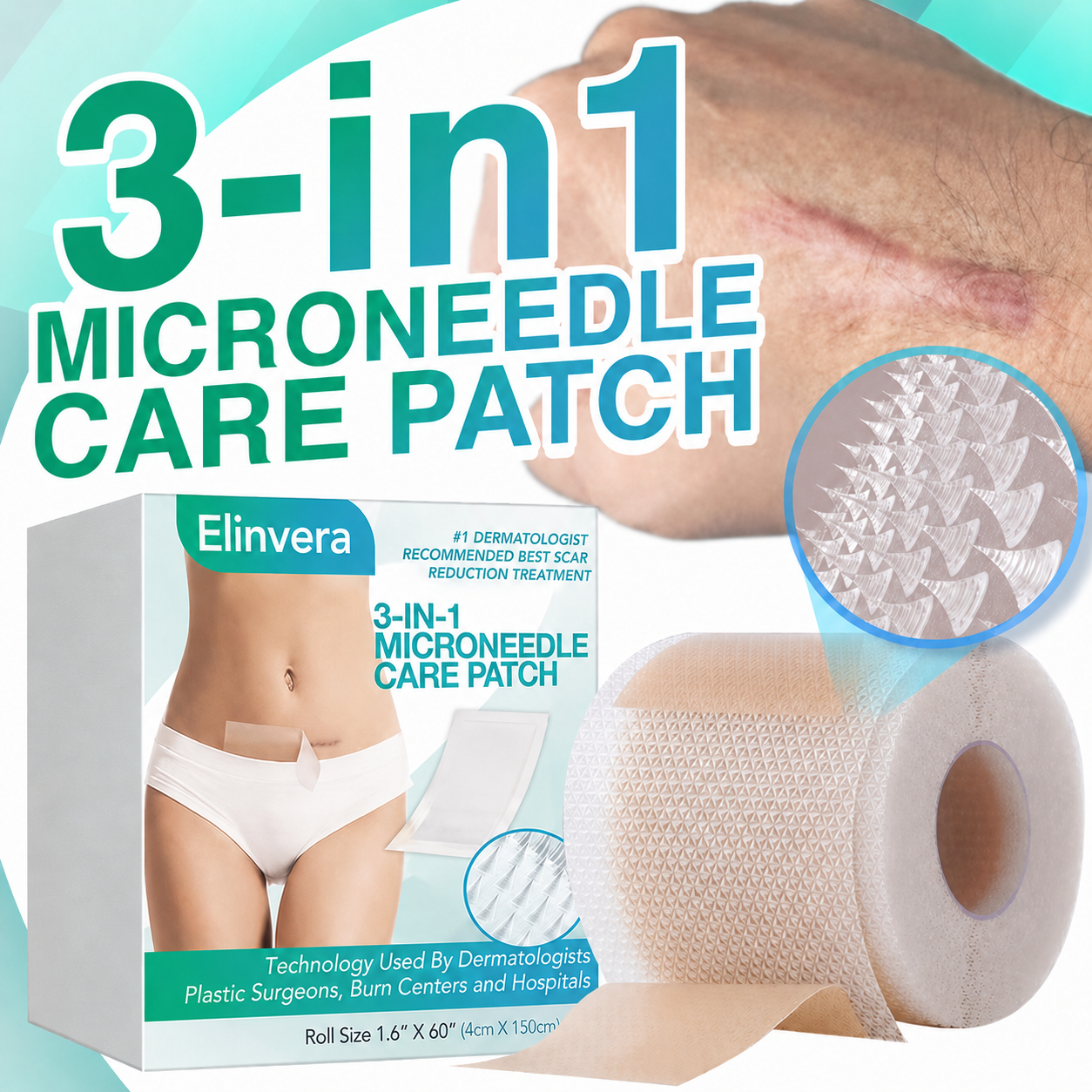 Elinvera® 3-in-1 ScarRemoval Microneedle Care Patch