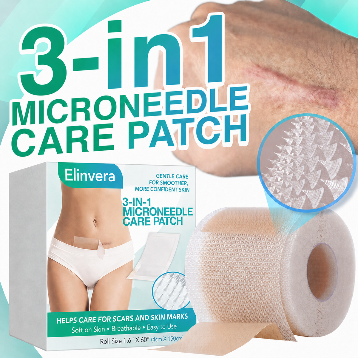 Elinvera® 3-in-1 ScarRemoval Microneedle Care Patch
