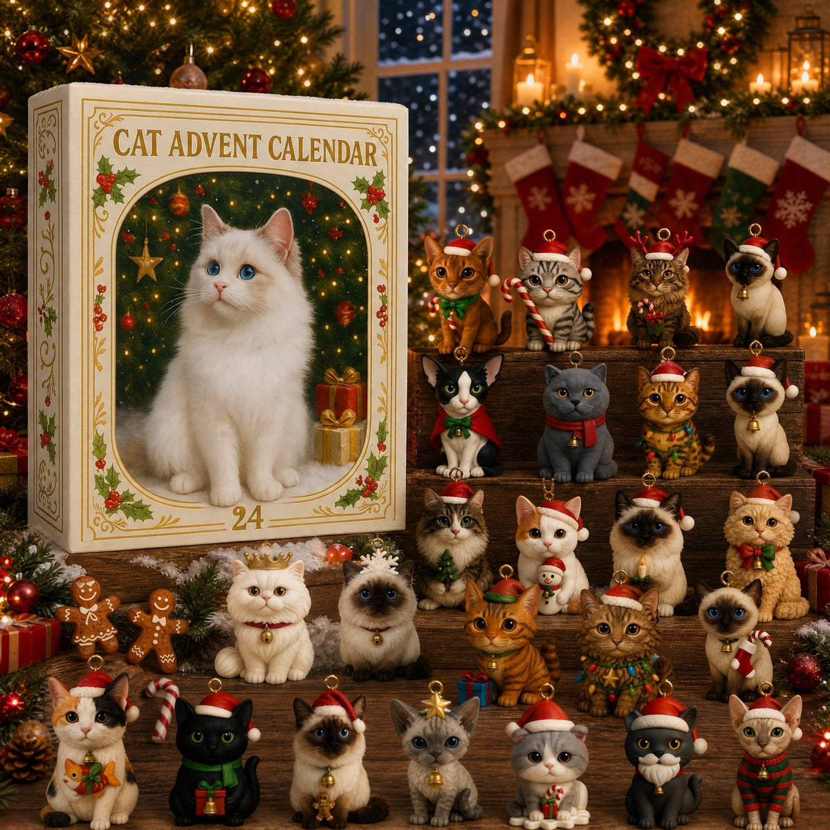 🐱🎄 24 Days of Christmas Cats Advent Calendar – 24 Collectible Festive Cat Surprises